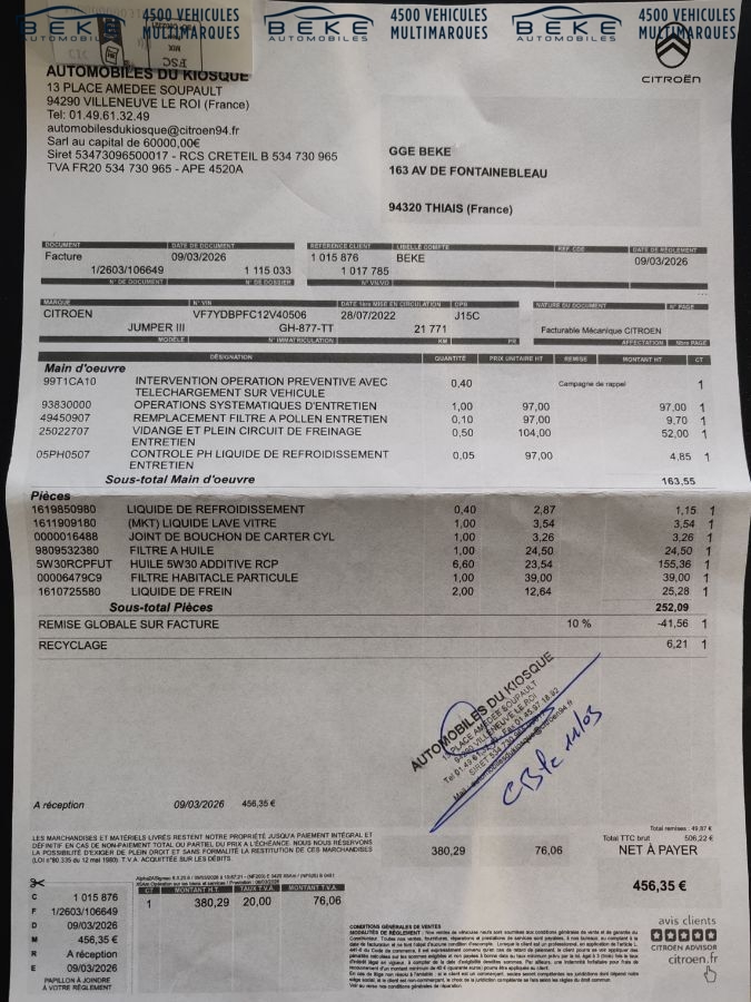 CITROEN JUMPER 19990€ HT - MAXI L4H2 2.2 BLUEHDI 140CH S&S BVM6 DRIVER
